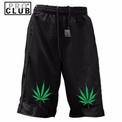 PANTALONES CORTOS DE MALLA DE BALONCESTO DE PESO PESADO DE MARIHUANA ESTAMPADOS PROCLUB PARA HOMBRE TODOS LOS TAMAÑOS Foto 1 de 4