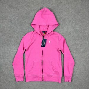 Polo Ralph Lauren Hoodie Girls Size L 12 - 14 Pink Full Zip Sweatshirt Pony