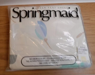 Lençol plano e fronha SPRINGMAID seda papoulas floral queen para colchões 60"x80" - Imagem 1 de 4