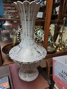 Royal Haegar 22K Gold Tweed Vase, 14” tall, Grecian Style Scalloped Rim, MCM - Picture 1 of 5
