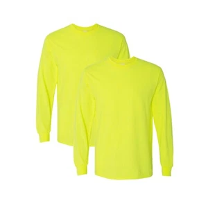 Safety Green Shirts High Visibility GILDAN 2 Pack Work Reflective Safe Shirts - Picture 1 of 6