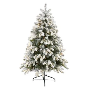 Nearly Natural 5ft. Flocked South Carolina Spruce Artificial Christmas Tree with - Picture 1 of 7