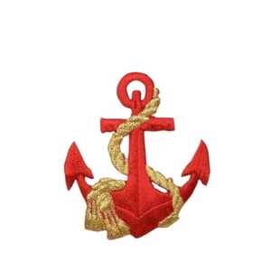Cuerda náutica ancla roja/dorada de hierro sobre aplique 2-1/8"" de ancho x 2-3/8"" de alto - Imagen 1 de 1