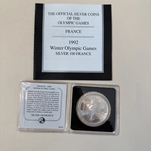 1989 France 100 Francs Albertville 1992 Olympics Silver Ice Skating Proof w/case - Picture 1 of 6