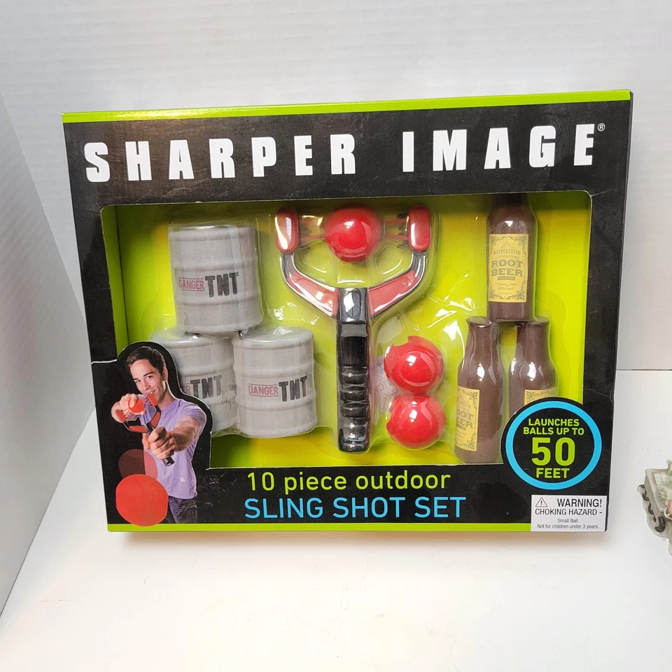Sharper Image Outdoor Sling Shot Game Set 10 Pcs Launches 50 FT