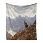 Deer Soft Flannel Fleece Throw Blanket Western Ross Mountain View