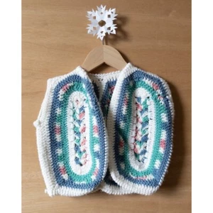 Crochet Vest Sleeveless Sweater Colorful Handmade Knit Vest Kids - Picture 1 of 4