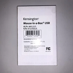 Kensington Mouse-In-A-Box Corded USB Mouse Optical Cable Black 1 Pack USB Wheel - Picture 1 of 3