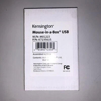 Kensington Mouse-In-A-Box Corded USB Mouse Optical Cable Black 1 Pack USB Wheel - Image 1 of 3
