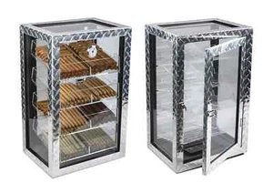 Industrial Style Metal Glass Diamond Plate Retail Bar Home Cigar Humidor Display - Picture 1 of 4