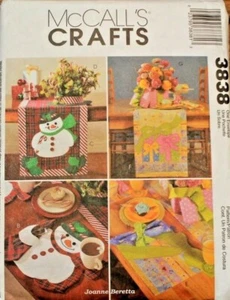 McCalls 3838 Snowman Birthday Placemat Table Runner Centerpiece Sewing Pattern - Picture 1 of 4