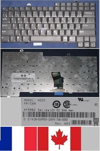 Clavier Qwerty Canadien-Français DELL D500 D600 D800 H025 KFRMB2 CN-01M763 Noir - Afbeelding 1 van 1