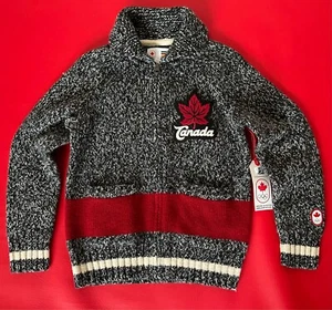 Hudson's Bay Canada Maple Leaf Olympics Full Zip Wool Cardigan Sweater 7/8 NWT - Picture 1 of 10