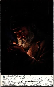 Kunstler Artist Tuck Vintage Postcard Man Lighting Cigarette KC18 - Picture 1 of 2
