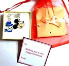 Mickey Mouse & Snowman Blue Hat Necklace in Gift Box & Bag Christmas Gift