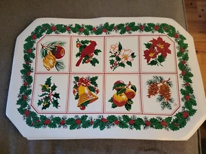 Old Fashioned Christmas Ornaments Table Placemats Vtg Set of 6 MCM - Picture 1 of 9