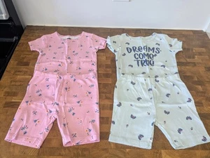 NWOT Carter's 2 Girls Short Sleeve Pajama Sets Sz 5T Butterflies Flowers - Picture 1 of 5