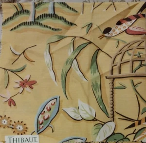 Thibaut Serendipity Collection Plants Birds Yellow Birdcage Fabric Sample 25" - Picture 1 of 2