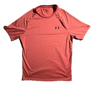 Under Armour Small Tech Tee Shirt Mens Heat Gear Loose Red Orange Stretch EUC - Picture 1 of 10