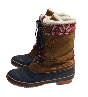 Khombu Mujer Vail Copo de Nieve Rojo Marrón Gamuza Botas Altas Pato 9 Forradas Invierno Foto 1 de 4