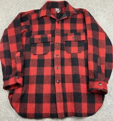 Camisa de franela Woolrich para hombre 16 vintage años 40 Segunda Guerra Mundial búfalo a cuadros lana abotonada Foto 1 de 4