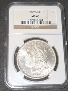 1879-S Morgan Silver Dollar $1 NGC MS65 – Lustrous with Near-Prooflike Finish - Picture 1 of 8