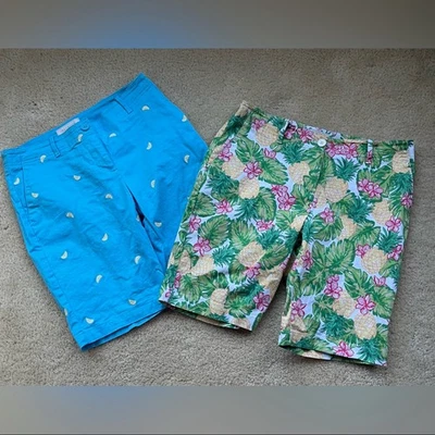 Lot of 2 Talbots Women’s Multicolor Bermuda Shorts - 4 Petite - VGUC - Stretch - Image 1 of 4