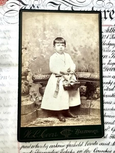 Antique Photograph Cabinet Card W.L. Cover Baltimore Maryland Little Girl - Picture 1 of 19