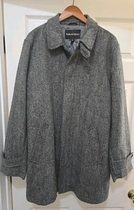 Men's Bullock & Jones Black & Grey Herringbone Coat Hand Woven Harris Tweed XL - Picture 1 of 11