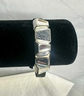 "Brazalete Robert Lee Morris RLM Studio de cuero druzy plateado; ajustable 7,5-8,5""" Foto 1 de 4