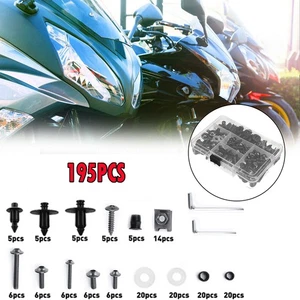 149x Black Motorcycle Sportbike Fairing Bolt Kit Body Fasteners Clip Screws Set - Picture 1 of 9
