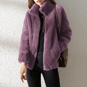 Fleece and thickened double-sided fleece stand-up collar for women - Picture 1 of 30