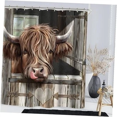 Highland корова милый душ занавески 72 «W x 72» L (упаковка из 1) 08 милый деревянный корова - Изображение 1 из 4