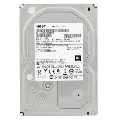 Hard Drive HGST 2TB HUS724020ALE640 7200RPM 64MB Sata III 3.5" Inch - Image 1 of 4