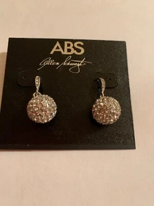 $35 ABS por Allen Schwartz tono plata pavé bola de fuego 1" pendientes colgantes M615 - Imagen 1 de 6