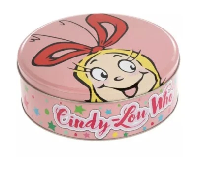 Novo pequeno rosa redondo The Grinch Cindy Lou Who lata de Natal contém colecionável - Imagem 1 de 2