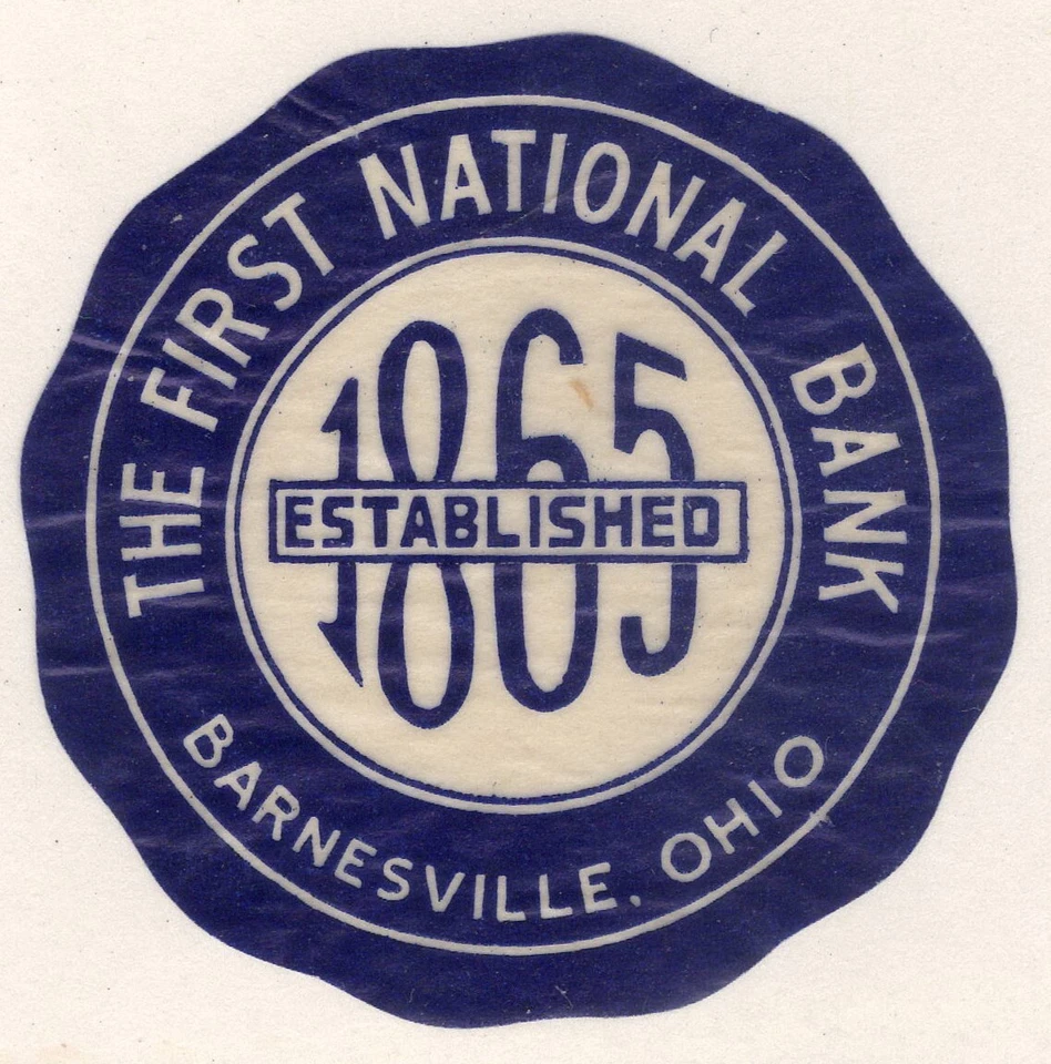 Vintage Security Envelope Seal-1st National Bank, Barnesville Ohio, MNH - Image 1 of 1