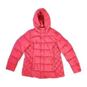 St Johns Bay Puffer Jacket Hot Pink Quilted Jacket w Hood Cute Winter Barbie - Picture 1 of 11