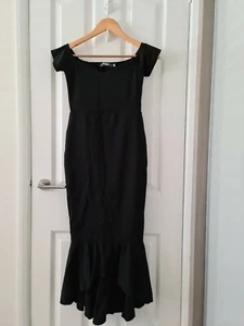 Black bardot fishtail hem midi dress Size 8 Petite unworn with tags Missguided - Picture 1 of 4
