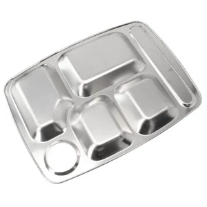 BPA Stainless Steel Divided Lunch Plate with Balanced Portion Sections - Picture 1 of 15