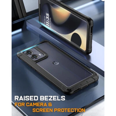 Funda para Moto Edge 2024 Pantalla Incorporada Transparente Trasera Antigolpes Cubierta Negra Foto 1 de 4