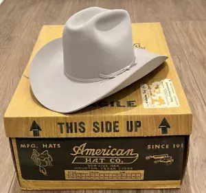 American Hat Co Cowboy Hat 6 5/8 Pure Wool Maxi-Felt Gray Houston Texas USA - Picture 1 of 13