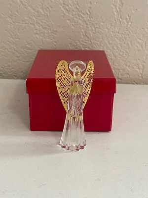 Gorham Crystal Nativity Small Praying Angel Ornament Figurine 1 of 2 with Box - Image 1 of 4