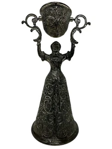 Vintage Pewter Silver Plated Nuremberg Wedding Cup Double Toasting Chalice - Picture 1 of 15