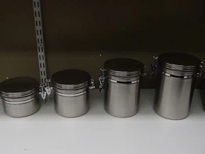 Home Basics 4 Piece Brushed Stainless Steel Canister Set - Picture 1 of 5