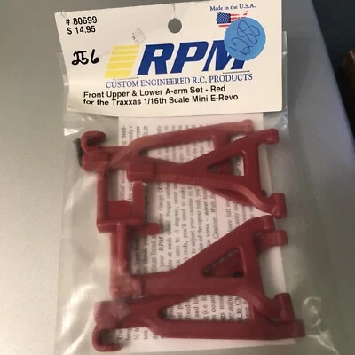RPM 80699 Front Upper & Lower A-Arm Set Red Traxxas 1/16 E-Revo - Image 1 of 2