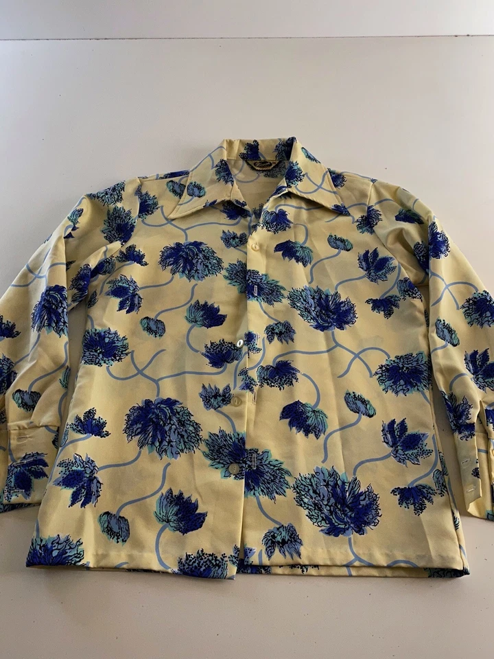 CAMISA MANGA LARGA VINTAGE AÑOS 70 Triumph California Floral Poli Mediana M 15.5x32/33 Foto 1 de 4
