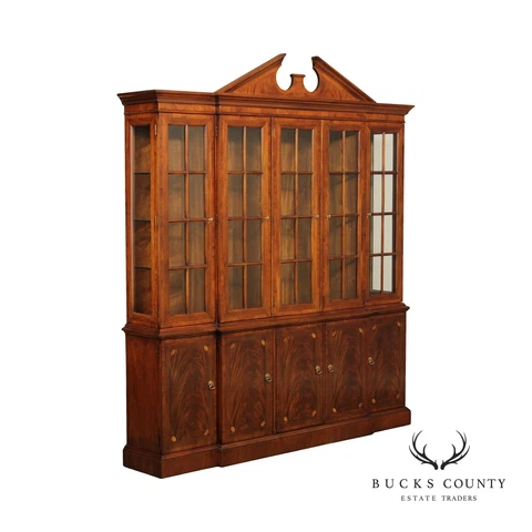 Drexel Heritage Regency Court Flame Mahogany Inlaid Breakfront China Cabinet Cover