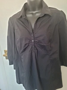 HM MAMA MATERNITY BLACK BLOUSE SHIRT TUNIC TOP SIZE L UK14 - Picture 1 of 7