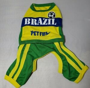 FIFA soccer pet dog Brazil Jersey costume uniform shirt XS New